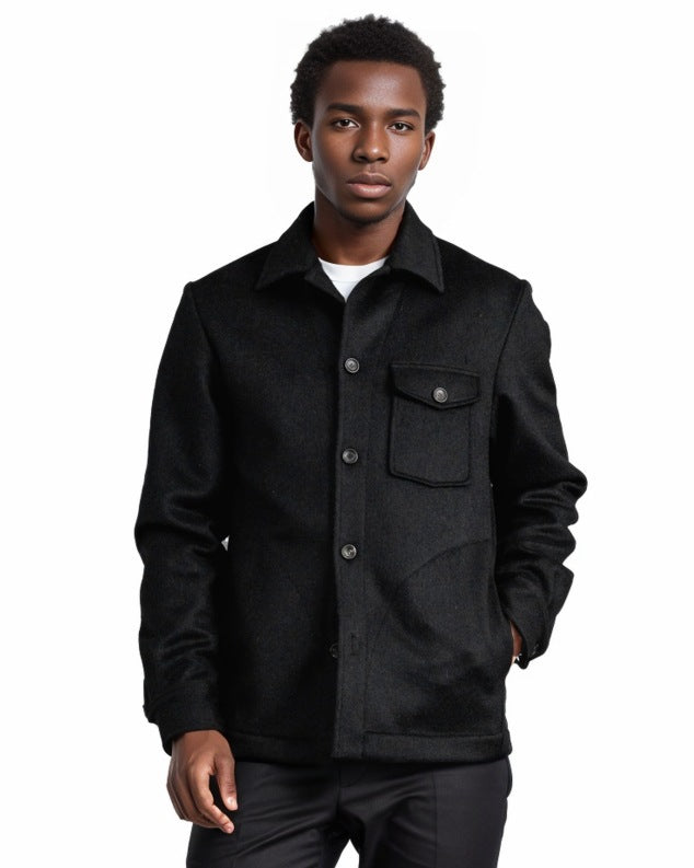 Herren Wolljacke Warm mit Brusttasche Winter