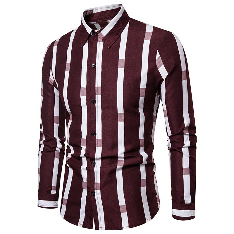 Herren Langarmhemd Streifenmuster Modern Slimfit