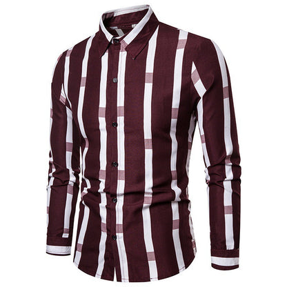 Herren Langarmhemd Streifenmuster Modern Slimfit