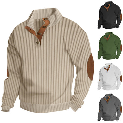Herren Pulli Eleganter Stehkragen Modern Kontrastdetails - BerlinGlamour
