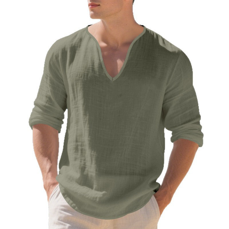 Herren Langarmshirt V-Ausschnitt Modern Lässig