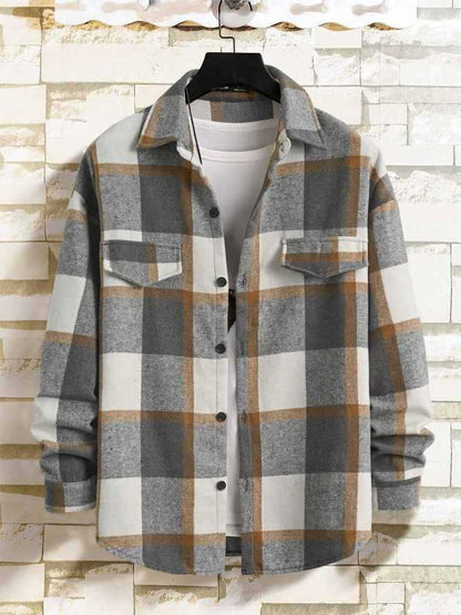 Herren Flanellhemd Modern Warm Bequem