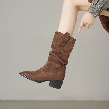 Damen Stiefeletten Lässig Rauleder Braun Schnürsenkel