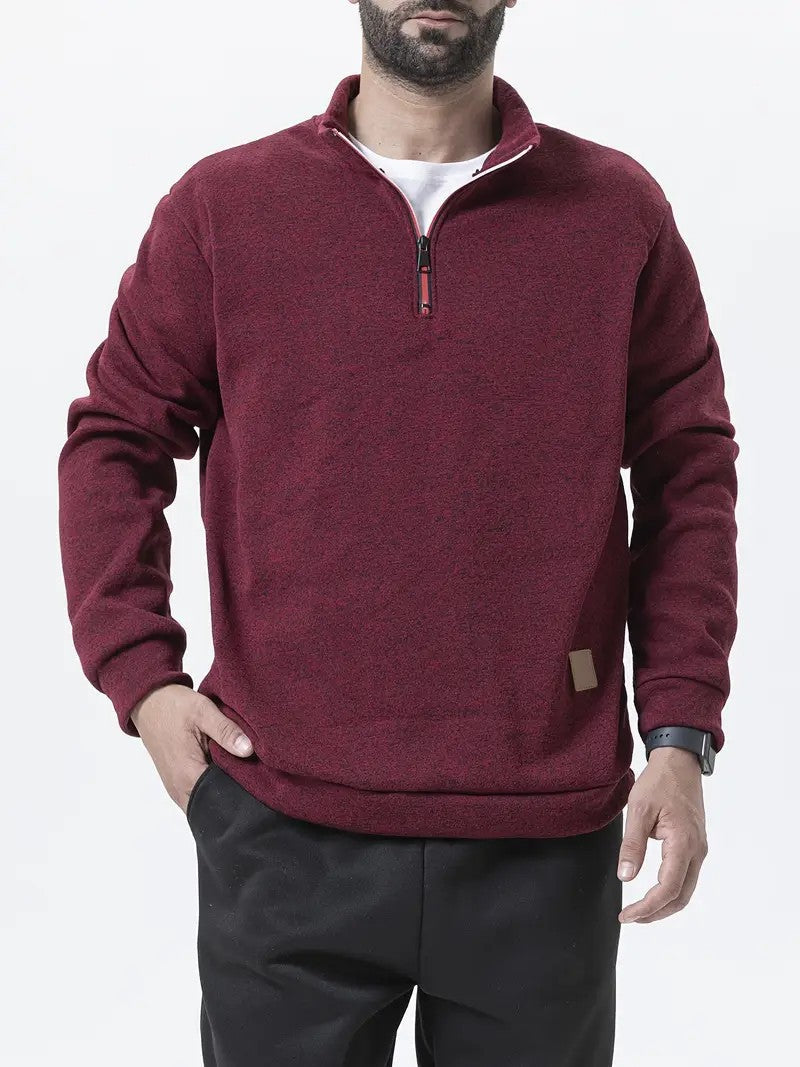 Herren Fleece Pullover Strukturiert Halbzipp