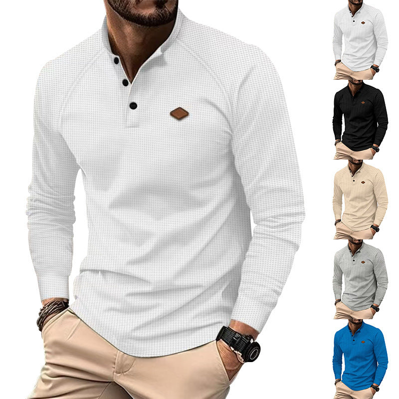 Herren Langarmhemd Modern Henley Ausschnitt Strukturiert - BerlinGlamour