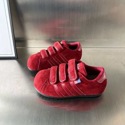 Damen Sneaker Sportlich Wildleder Klettverschluss Schwarz