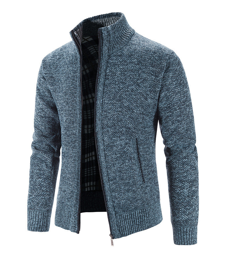 Herren Strickjacke Stehkragen Strukturiert Modern
