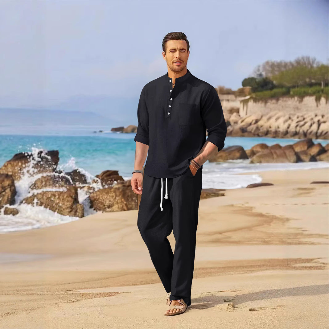 Herren Strandanzug Modern mit Stehkragen und Taschen