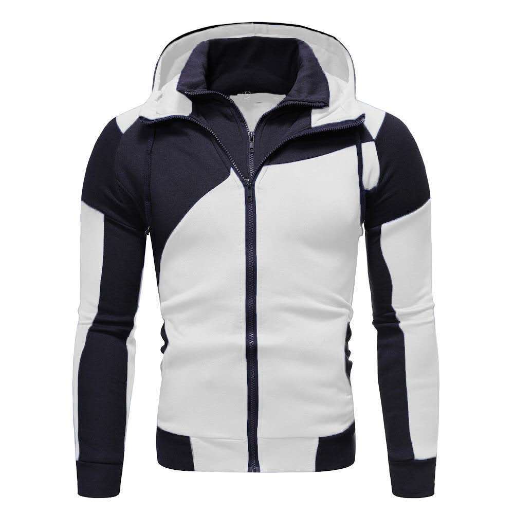 Herren Jacke Sportlich Kapuze Patchwork Design