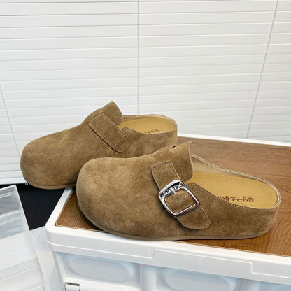 Damen Clogs Bequem Wildleder Verstellbar Ergonomisch