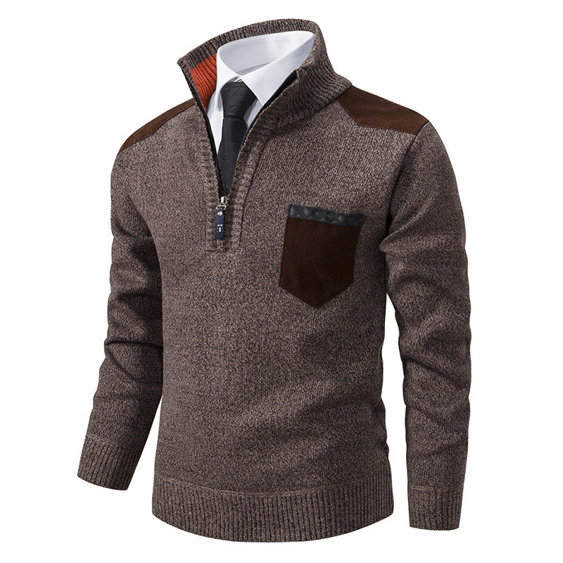 Herren Pullover Hochkragen mit Brusttasche Modern - BerlinGlamour