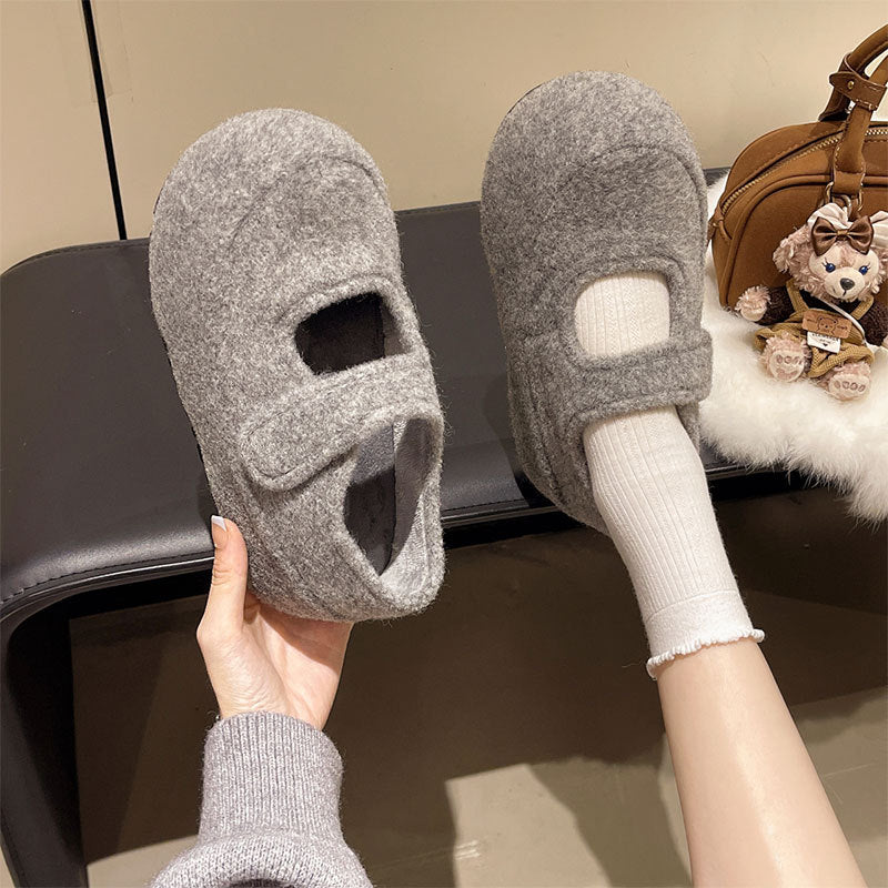 Damen Hausschuhe Flauschig Warm mit Klettverschluss