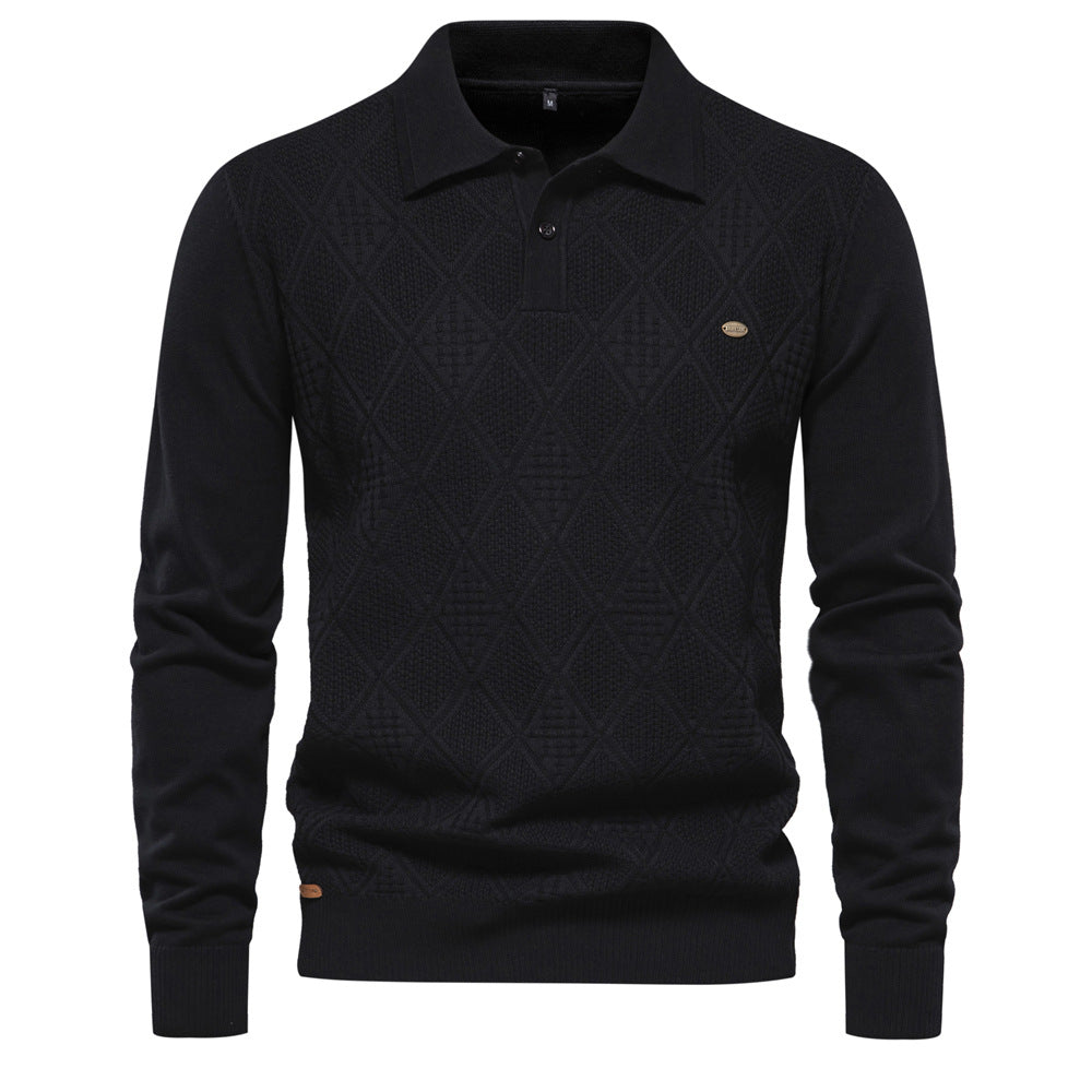 Herren Polo Pullover Strukturiert Klassisch Modern