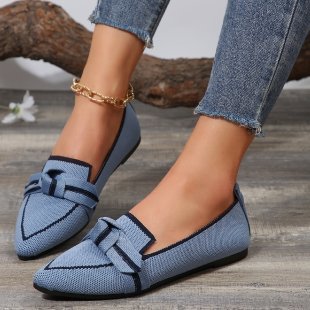 Damen Ballerinas Schick Schleifen Detail Stabiler Boden