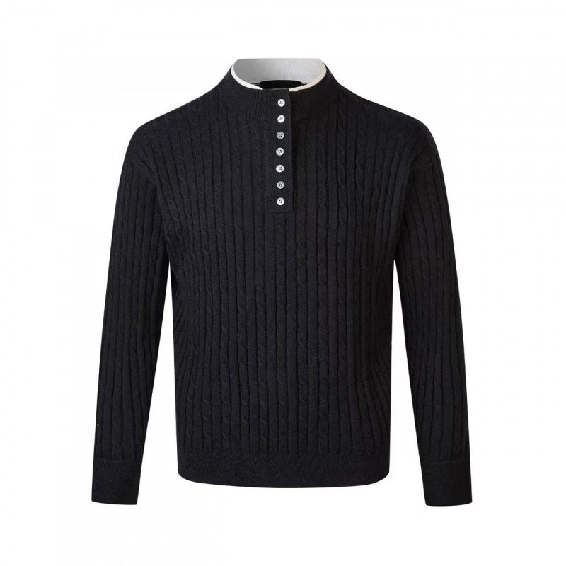 Herren Pullover Feinstrick Modern mit Knöpfen Eleganz
