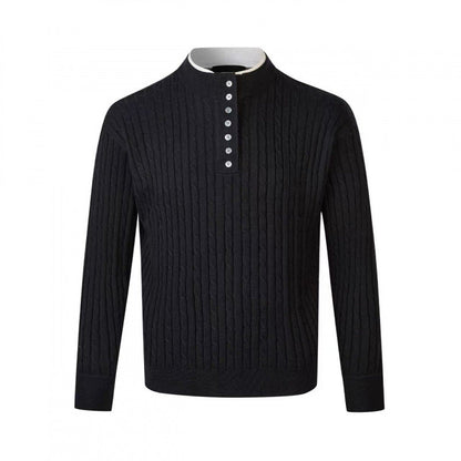 Herren Pullover Feinstrick Modern mit Knöpfen Eleganz