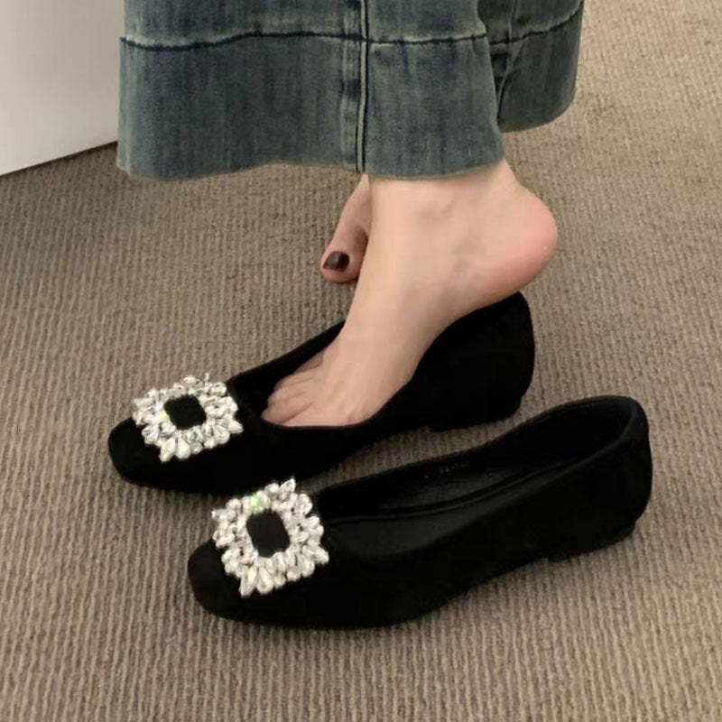 Damen Ballerinas Glitzer Schmuck Detail Elegant