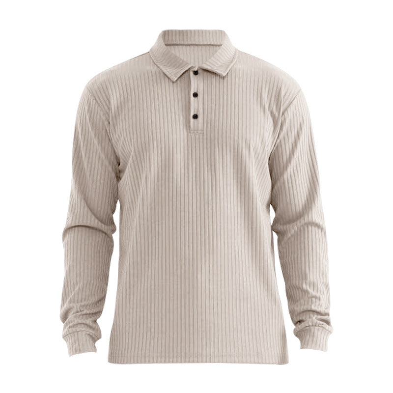 Herren Polo Langarm Feinripp Optik Berlin Stil
