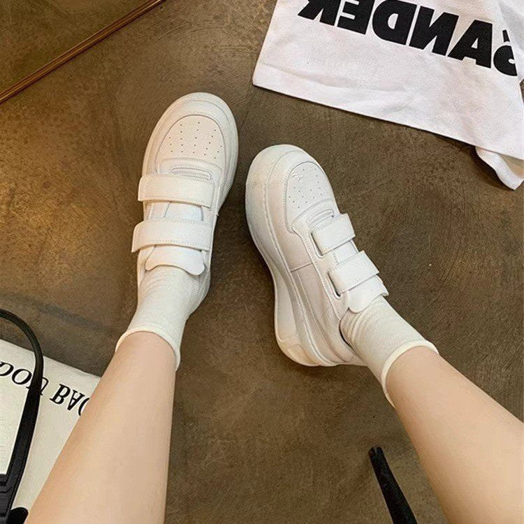 Damen Sneaker Bequem Gepolstert Klettverschluss Schwarz