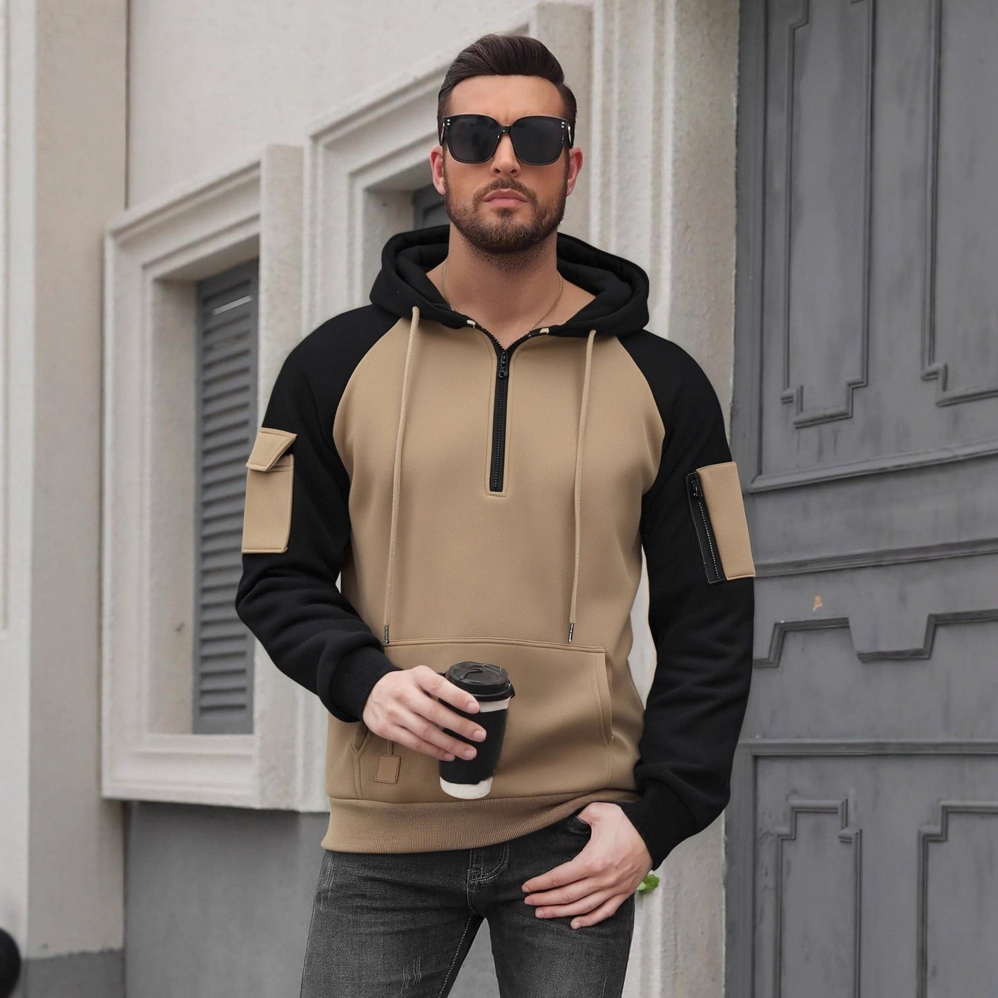 Herren Kapuzenpullover Sportlich Modern Mit Reißverschluss