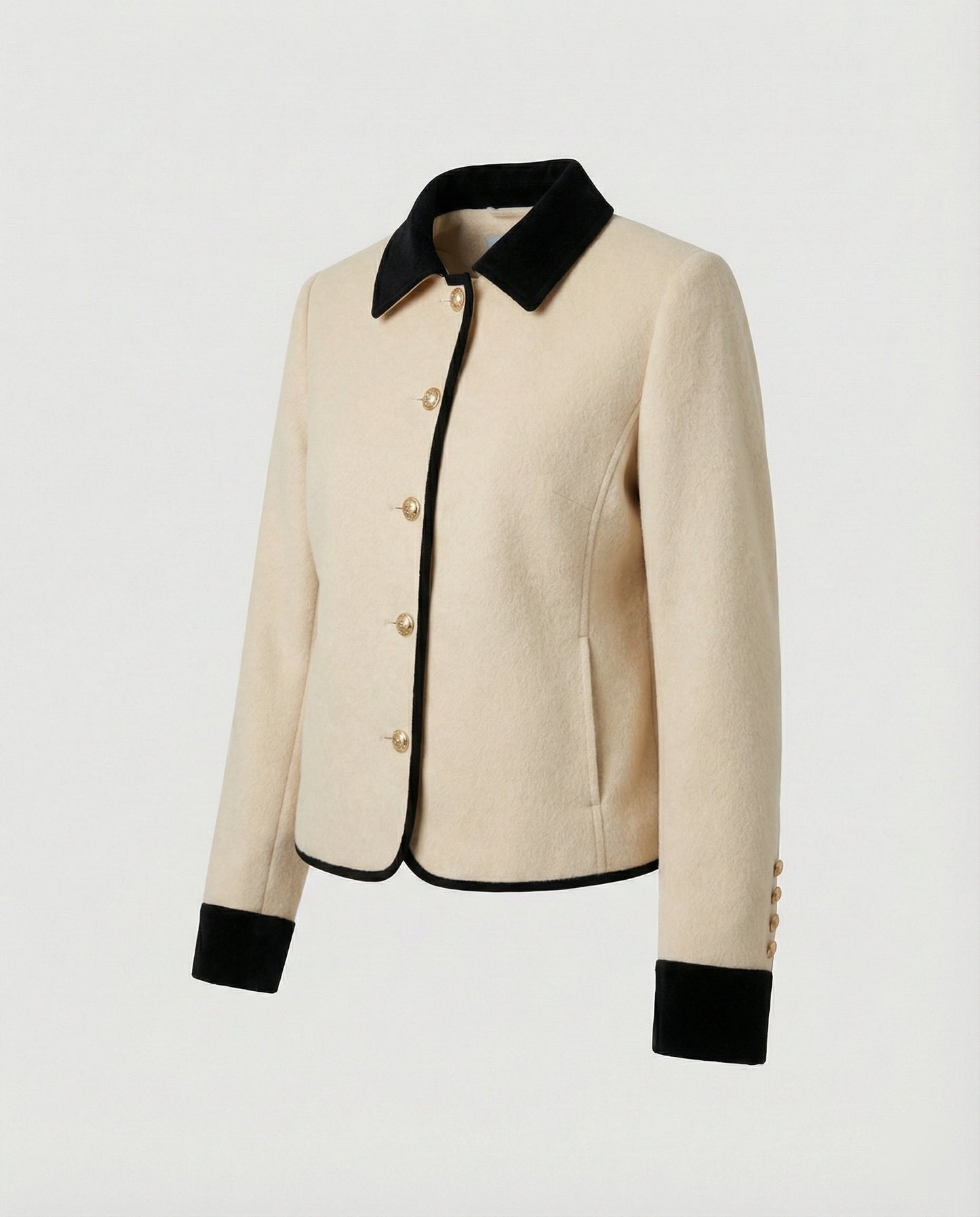 Damen Tweedjacke Kurz Wollmix Braun Mit Brusttasche