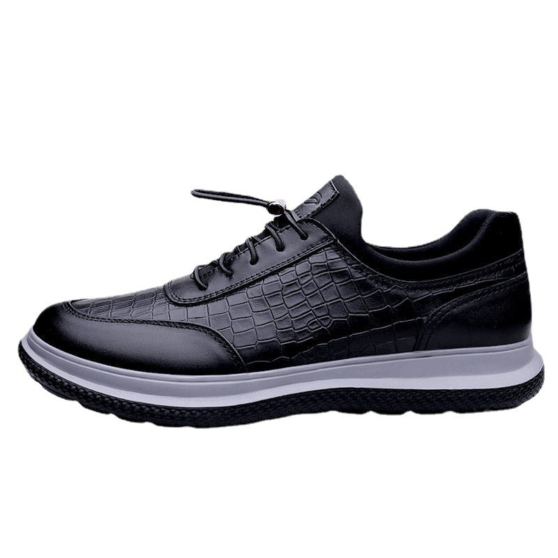 Herren Schnürschuhe Leder Krokodilmuster Elegant Schwarz