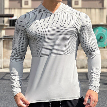 Herren Langarmshirt Sportlich Atmungsaktiv Mesh
