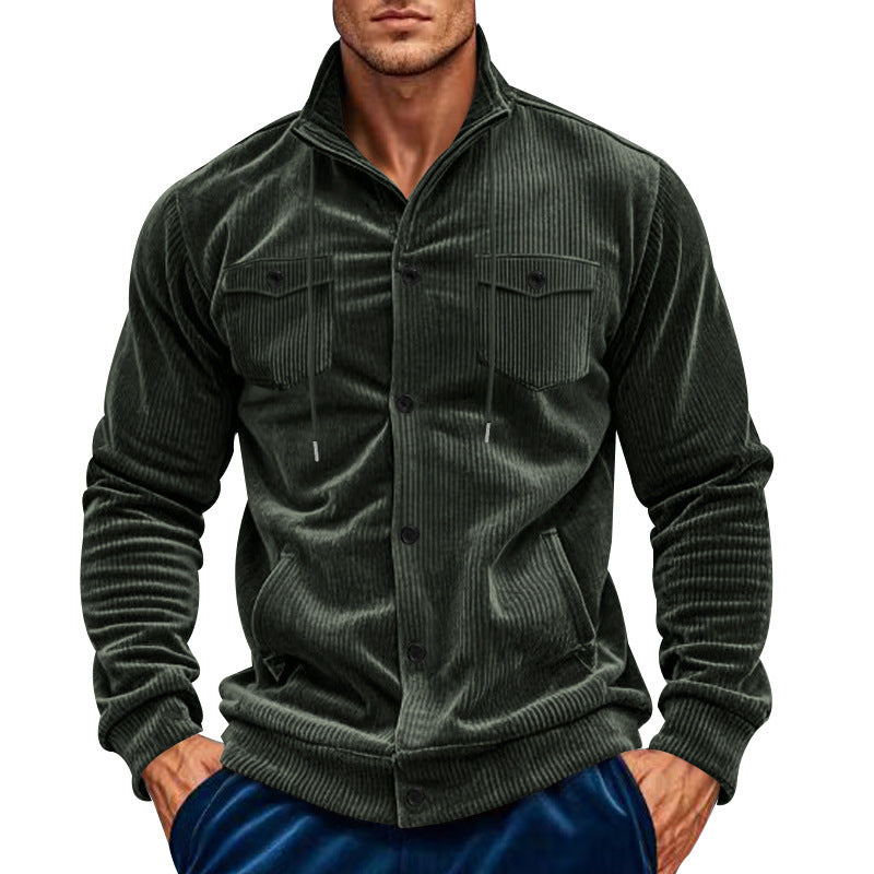 Herren Cordjacke Praktisch Mit Brusttaschen Grün