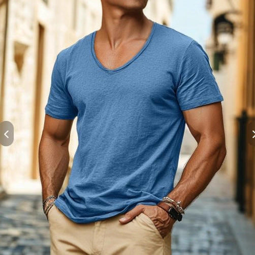 Herren T-Shirt V-Ausschnitt atmungsaktiv Leicht Sportlich - BerlinGlamour