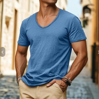 Herren T-Shirt V-Ausschnitt atmungsaktiv Leicht Sportlich - BerlinGlamour
