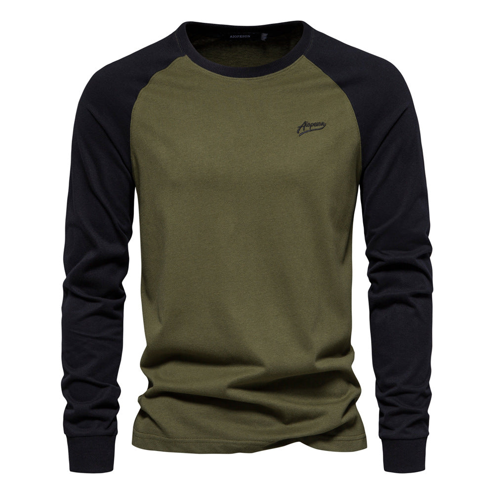Herren Langarmshirt Modern Raglan Design Schwarz