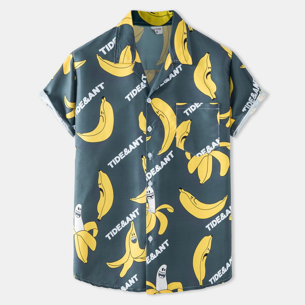 Herren Kurzarmhemd Lustig Bananen Motiv Berlin Style