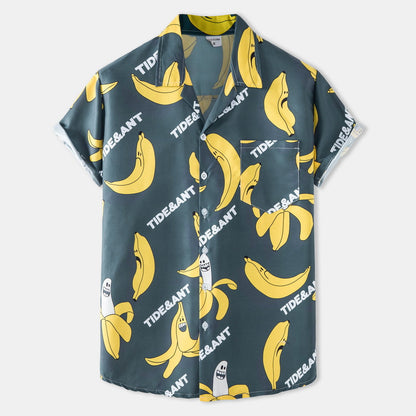 Herren Kurzarmhemd Lustig Bananen Motiv Berlin Style