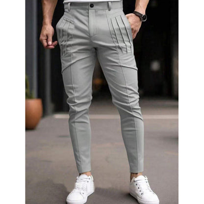 Herren Slim Fit Hose mit Bundfalten und Stretch