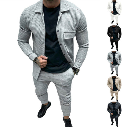 Herren Freizeit-Set Modern mit Strukturhemd und Jogginghosen - BerlinGlamour