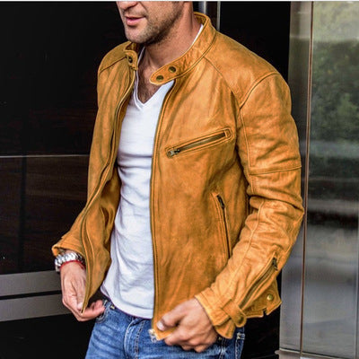 Echtleder Bikerjacke Herren Lederjacke Schwarz