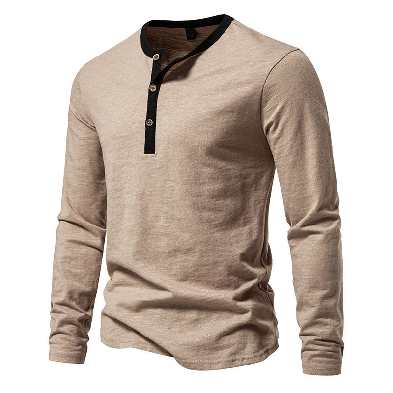 Herren Langarmshirt Henley Style KontrastkragenModern - BerlinGlamour