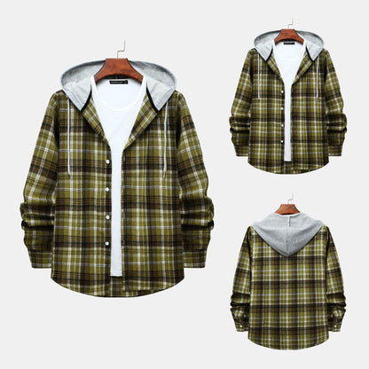 Herren Kapuzenjacke Karomuster Klassisch Modern