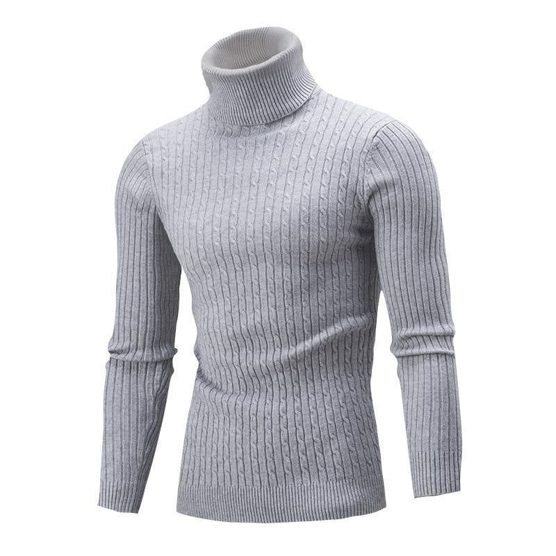 Herren Rollkragenpullover Struktur Zopfmuster Modern
