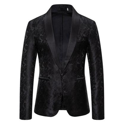 Herren Smoking Blazer Elegant mit Paisley Muster Schwarz