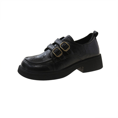 Damen Plateau Schnürschuhe mit Doppelriemen Modisch Hoch