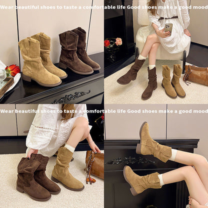 Damen Stiefel Wildleder Rutschfest Bequem Winter