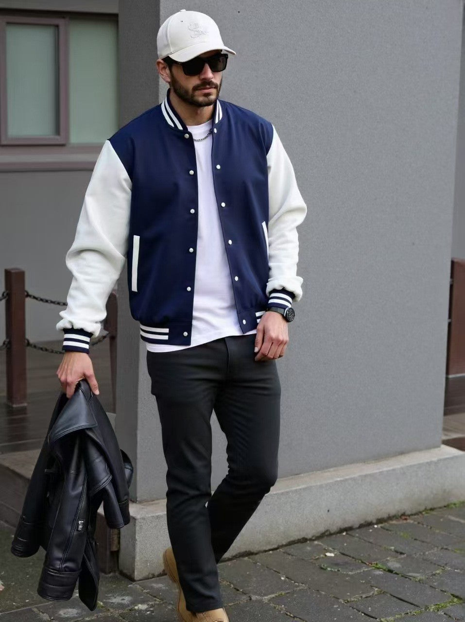 Sportliche Herren Bomberjacke Modern Schwarz