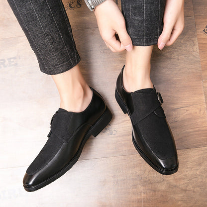 Herren Mokassins Elegant mit Metall Schnalle Schwarz