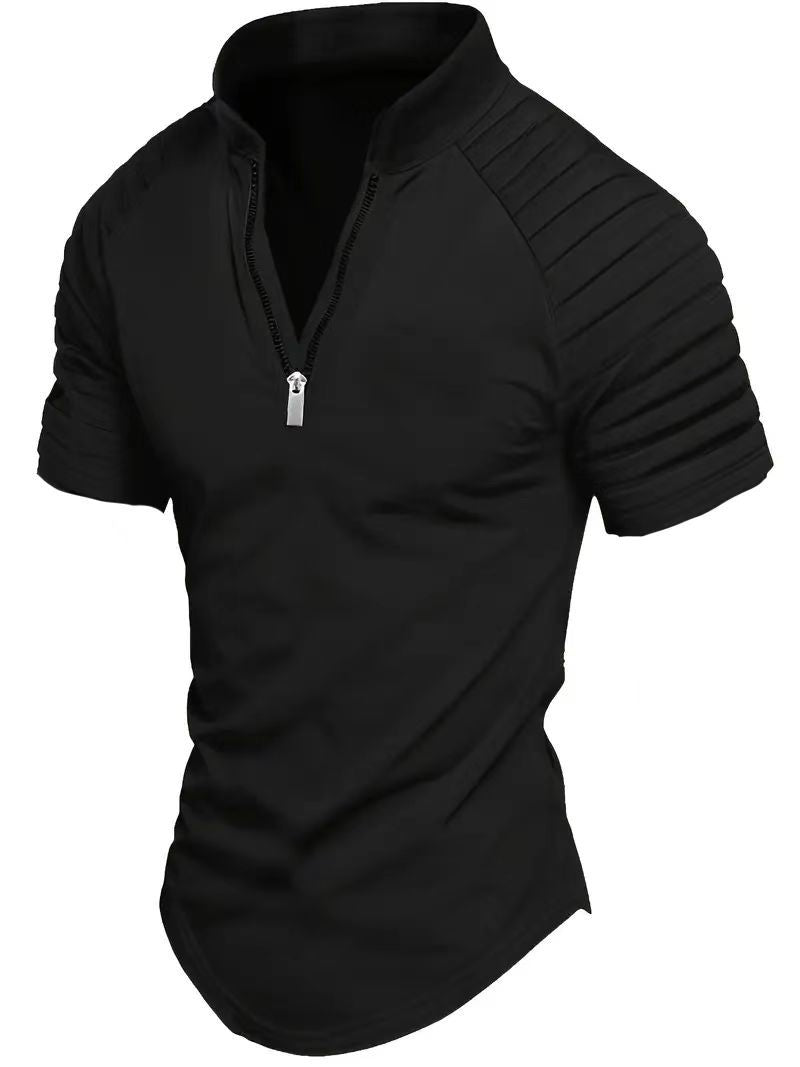Herren Polo Kurzarm Modern Reißverschluss Sportlich
