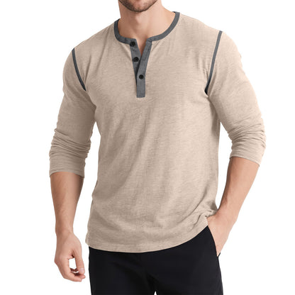 Herren Langarmshirt Modern mit Kontrastknöpfen