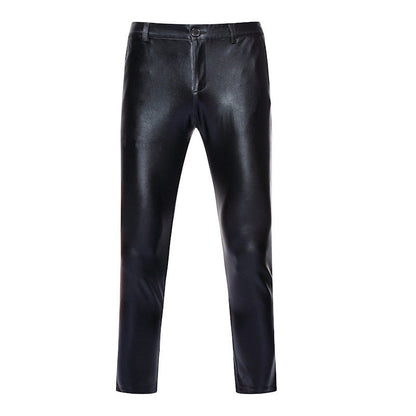 Herren Slimfit Hose Hochglanz Schwarz Elegant