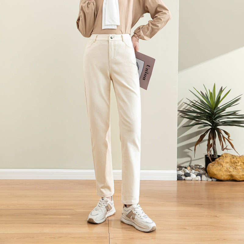 Damen Chino Hose Hochbund Stretch