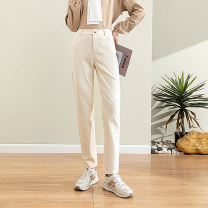 Damen Chino Hose Hochbund Stretch