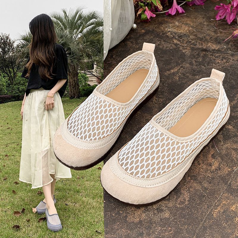 Damen Ballerinas Atmungsaktiv Elastisch Netzdesign